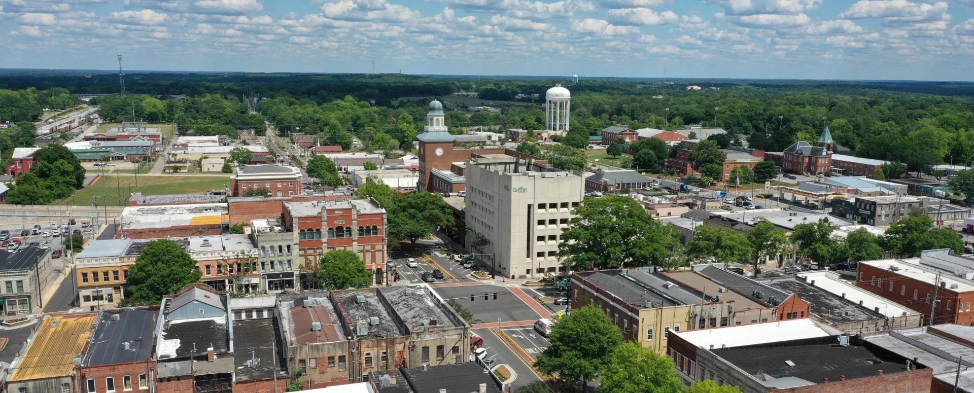 A scenic view over downtown Griffin, Georgia